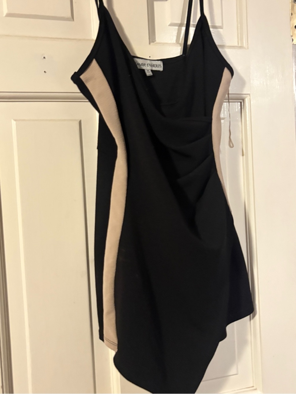 Almost Famous Black Dress with Beige Side Panels